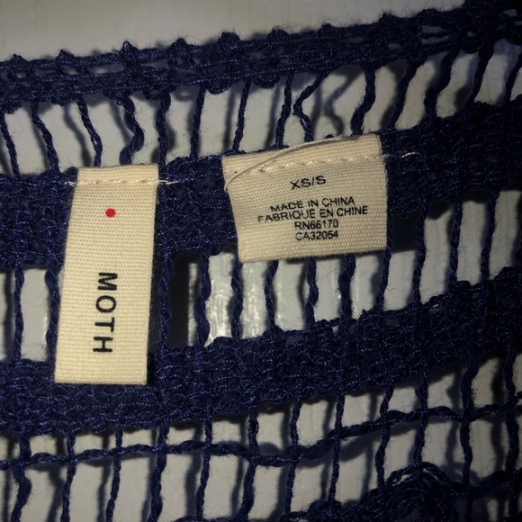 Anthropologie Moth Blue Crochet-Back Vest - Picture 3 of 7